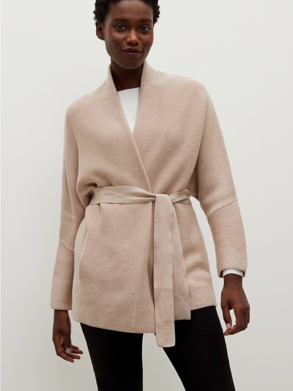 MM.Lafleur Women's Morandi Sash Sweater with Pockets Beige